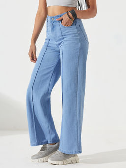 DOLCE CRUDO - Women Blue Denim Solid Straight Jeans