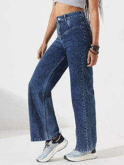 DOLCE CRUDO - Women Blue Denim Solid Wide Jeans