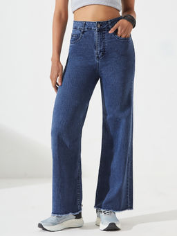 DOLCE CRUDO - Women Blue Denim Solid Wide Jeans
