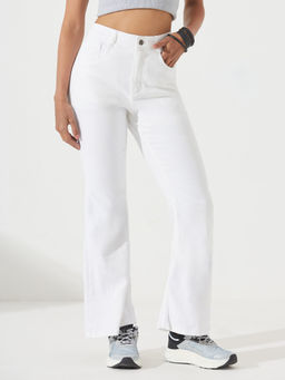 DOLCE CRUDO - Women White Denim Solid Boot Cut Jeans