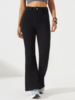 DOLCE CRUDO - Women Black Denim Solid Boot Cut Jeans