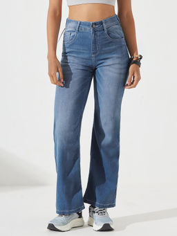 DOLCE CRUDO - Women Blue Denim Solid Wide Jeans