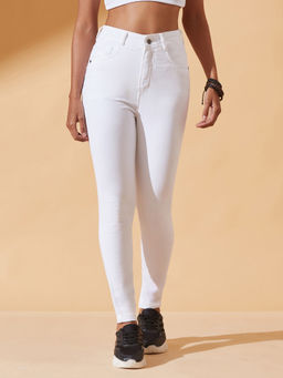 DOLCE CRUDO - Women White Denim Solid Skinny Jeans
