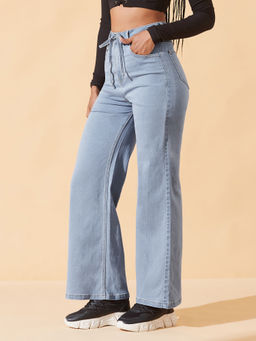 DOLCE CRUDO - Women Blue Denim Solid Wide Jeans