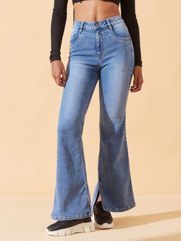 DOLCE CRUDO - Women Blue Denim Solid Boot Cut Jeans