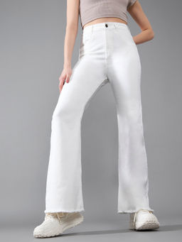 DOLCE CRUDO - Women White Denim Solid Boot Cut Jeans
