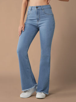 DOLCE CRUDO - Women Blue Denim Solid Boot Cut Jeans