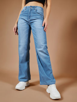 DOLCE CRUDO - Women Blue Denim Solid Straight Jeans