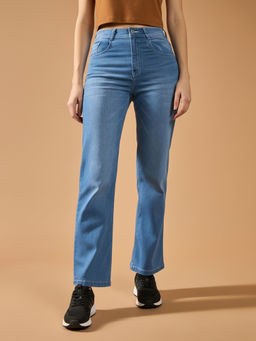 DOLCE CRUDO - Women Blue Denim Solid Straight Jeans