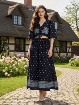 Sera - Printed Navy Blue Co-Ord Set