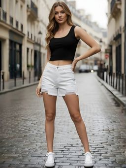 Sera - Black Solid Fitted Crop Top