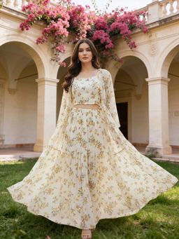 Sera - Off White Chiffon 3 Piece Co-Ord Set