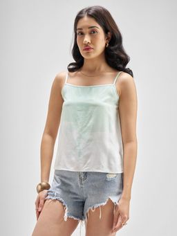 TOKYO TALKIES - White Tie And Dye Shoulder Strap Regular Top