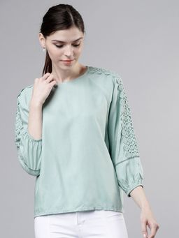 TOKYO TALKIES - Sea Green Lace Insert Top