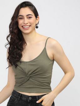 TOKYO TALKIES - Green Twisted Crop Top