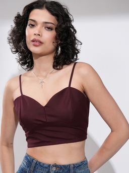 TOKYO TALKIES - Maroon Strappy Crop Top