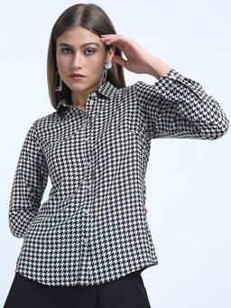 TOKYO TALKIES - Black Checked Shirt Style Top