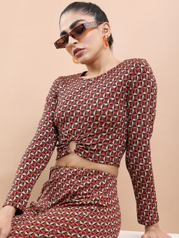 TOKYO TALKIES - Multicolor Printed Jacquard Top