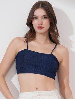 TOKYO TALKIES - Navy Blue Strappy Crop Top