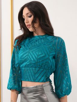 TOKYO TALKIES - Teal Solid Raglan Three Fourth Sleeve Top