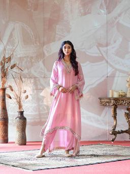 Farha Syed - Pink Sakura Kurta with Dhoti and Inner (Set of 3)