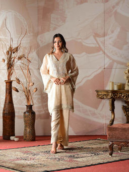 Farha Syed - Yellow Luna, Short Kurta with Palazzo (Set of 2)