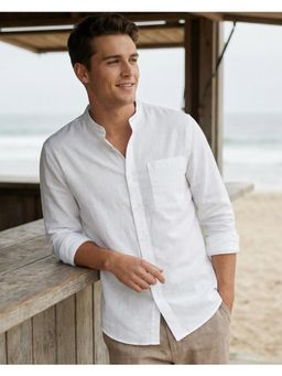Bewakoof - Mens White Cotton Linen Shirt