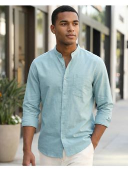 Bewakoof - Mens Sage Green Cotton Linen Shirt
