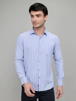 Monte Carlo - Mens Regular Fit Full Sleeve Striped Shirt