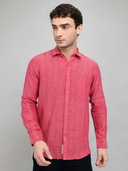 Monte Carlo - Mens Regular Fit Full Sleeve Striped Collared Shirt