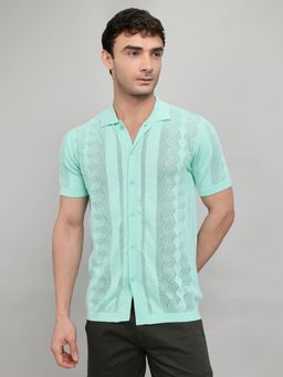 Monte Carlo - Mens Smart Fit Collar Self Design Half Sleeve Shirt