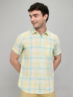 Monte Carlo - Mens Regular Fit Half Sleeve Check Collared Shirt