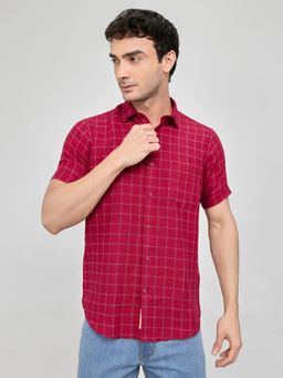 Monte Carlo - Mens Regular Fit Half Sleeve Check Collared Shirt