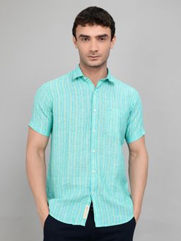 Monte Carlo - Mens Regular Fit Half Sleeve Striped Collared Shirt