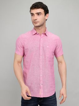 Monte Carlo - Mens Regular Fit Stripes Half Sleeve Shirt