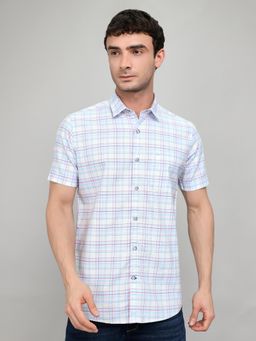 Monte Carlo - Mens Regular Fit Checkered Half Sleeve Shirt