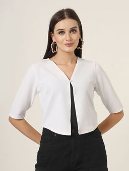 Style Quotient - Women White Textured Knit Shrug