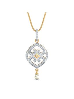 KuberBox - 18K Gold Hermosa Pearl and Diamond Pendant for Women-Girls