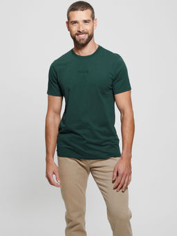 Guess - Green Solid Round Neck Men T-Shirt