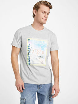 Guess - Men Grey Printed Round Neck T-Shirt