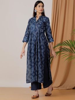 Empress Pitara - Indigo Printed Kurta With Cotton Pant (Set of 2)