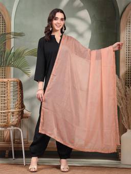 Clora Creation - Peach Solid Chiffon Dupatta