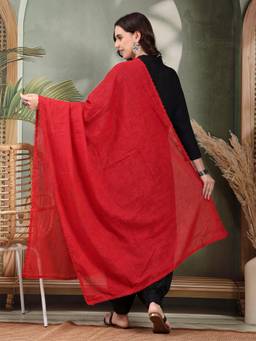 Clora Creation - Maroon Solid Cotton Dupatta