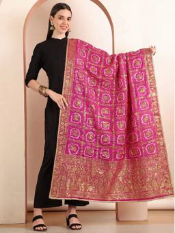 Clora Creation - Magenta Garchola Bandhani Dupatta