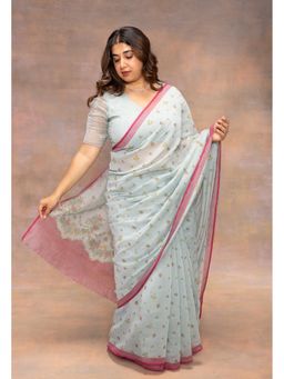 The Indian Ethnic Co. - Print Chanderi Silk Saree with Unstitched Blouse