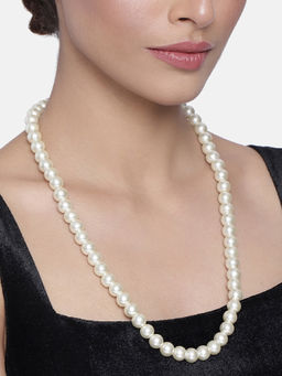 Estele - Rhodium Plated Radiance Pearl Necklace for Women