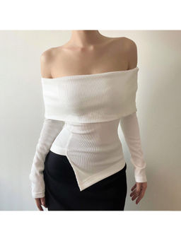 PARTIQ - Women White Textured Full Sleeves Top