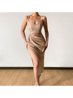 PARTIQ - Women Champagne Midi Dress