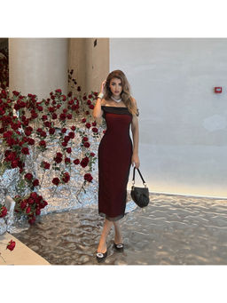 PARTIQ - Women Red Solid Midi Dress