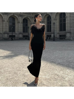 PARTIQ - Women Black Solid Maxi Dress